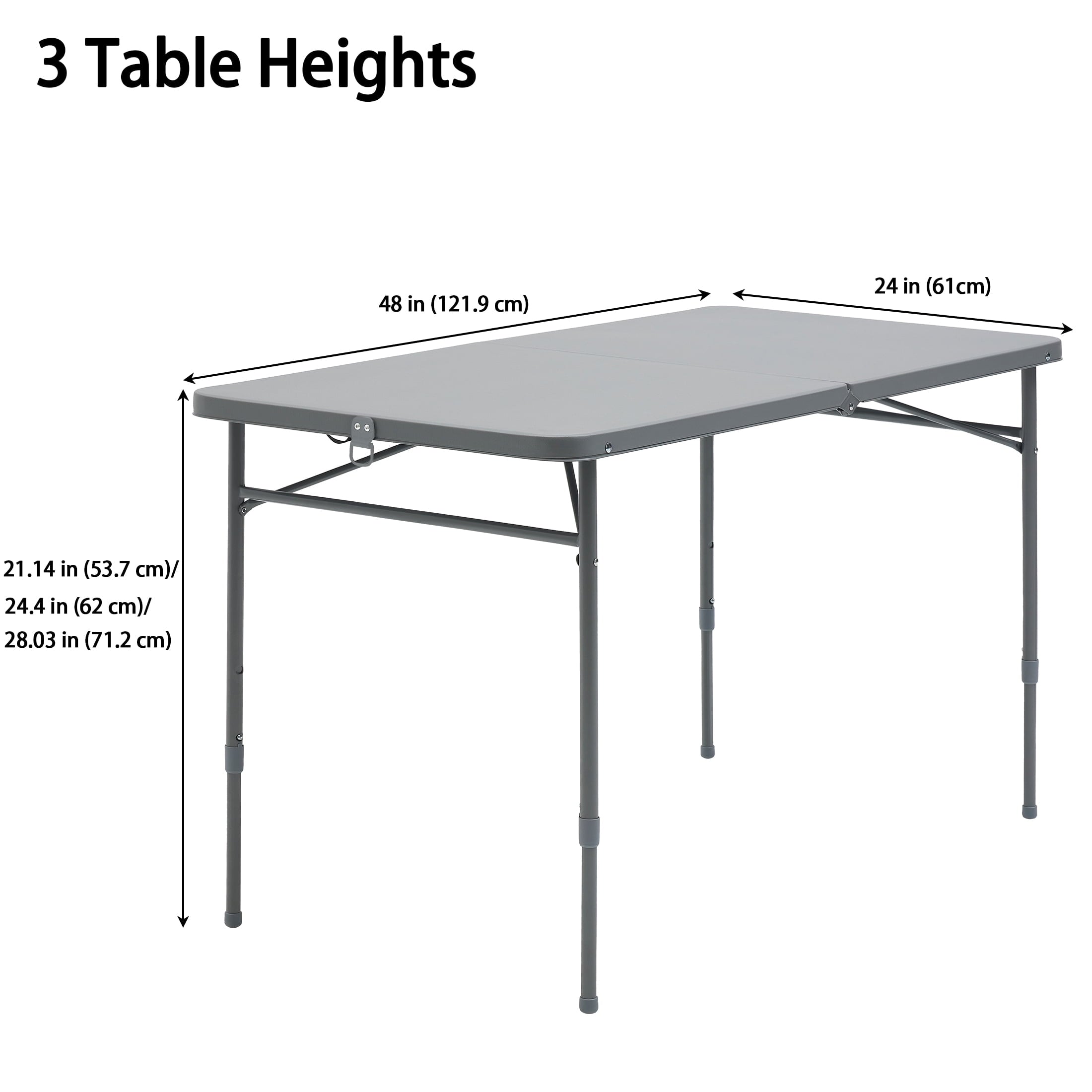 Mainstays 4' Adjustable Height Centerfold Folding Table, Black
