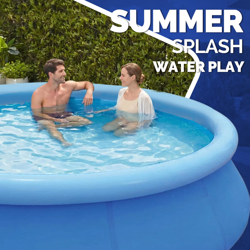 Honeydrill 12 ft x 36 in Above Ground Inflatable Pools, Top Ring Easy-Set Round Pool, Blue