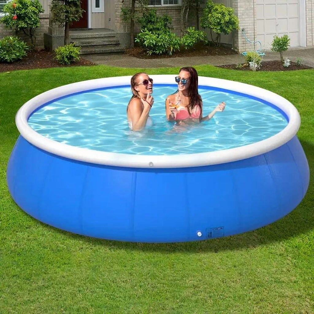 144 Blue Butterfly Inflatable Swimming Pool - Large Outdoor Coil Mesh Pool (144L X 144W X 30H)