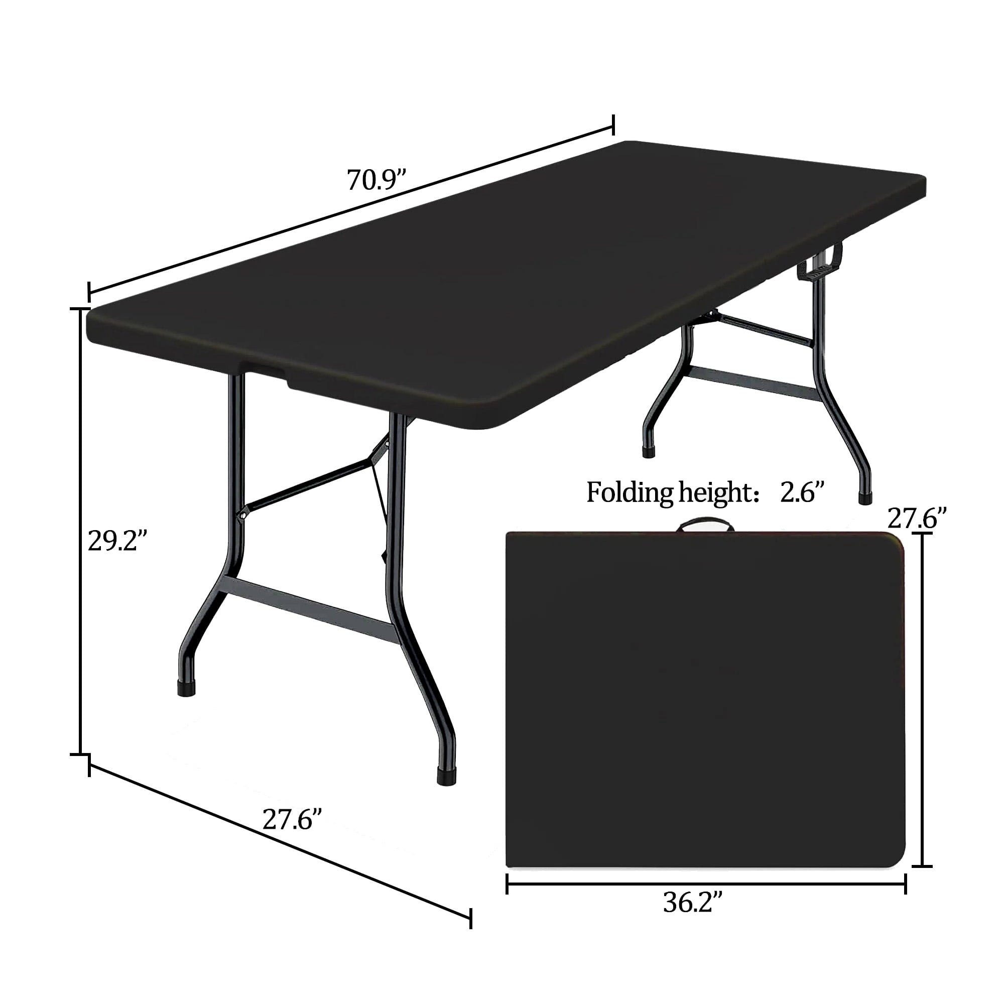 Leumius 6 Foot Folding Table,Fold-in-Half Plastic Table,Indoor Outdoor Picnic Party Dining Camp Tables,White