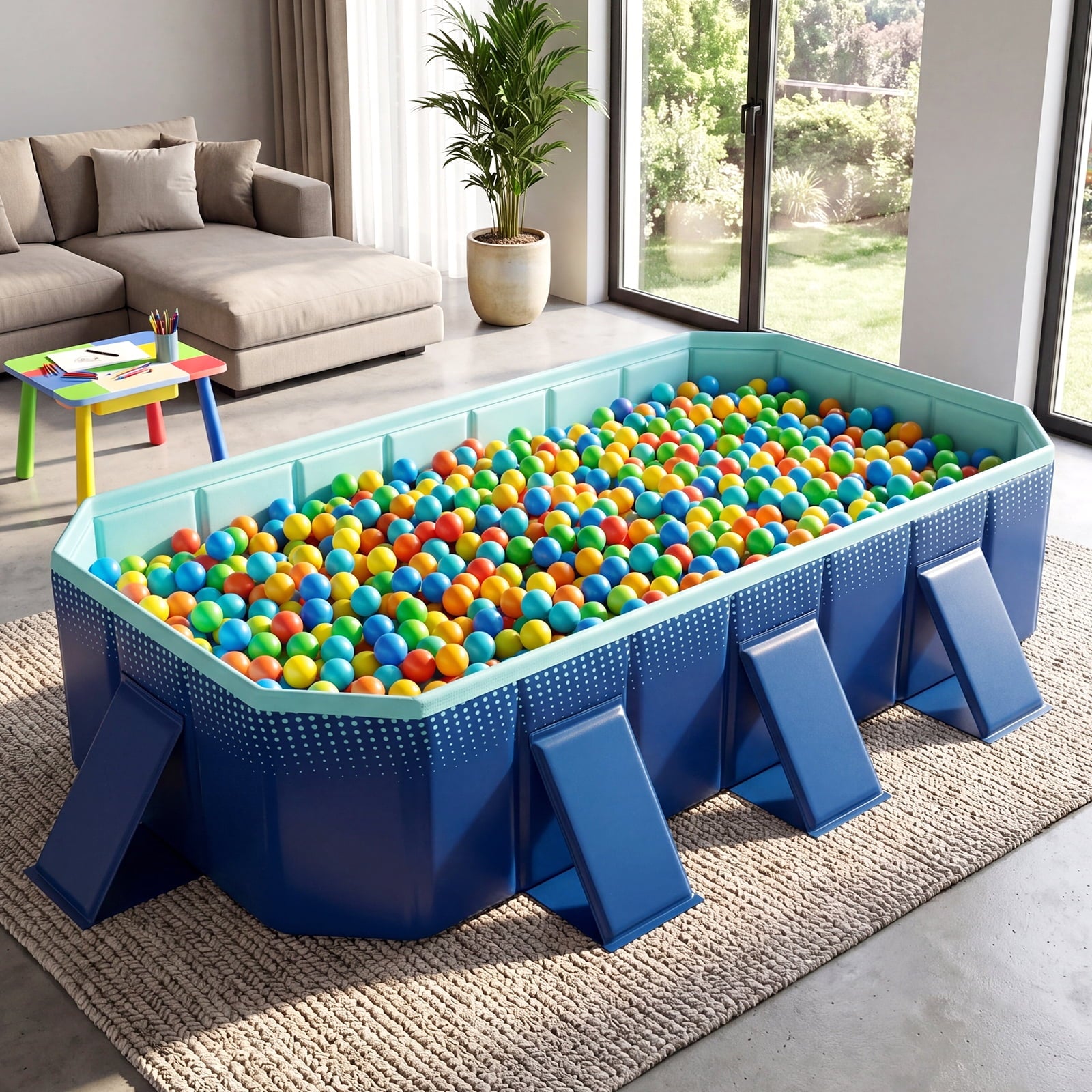 Costway Non-Inflatable Folding Kiddie Outdoor Swimming Pool,Portable Around Ground Pool Gradient + Green