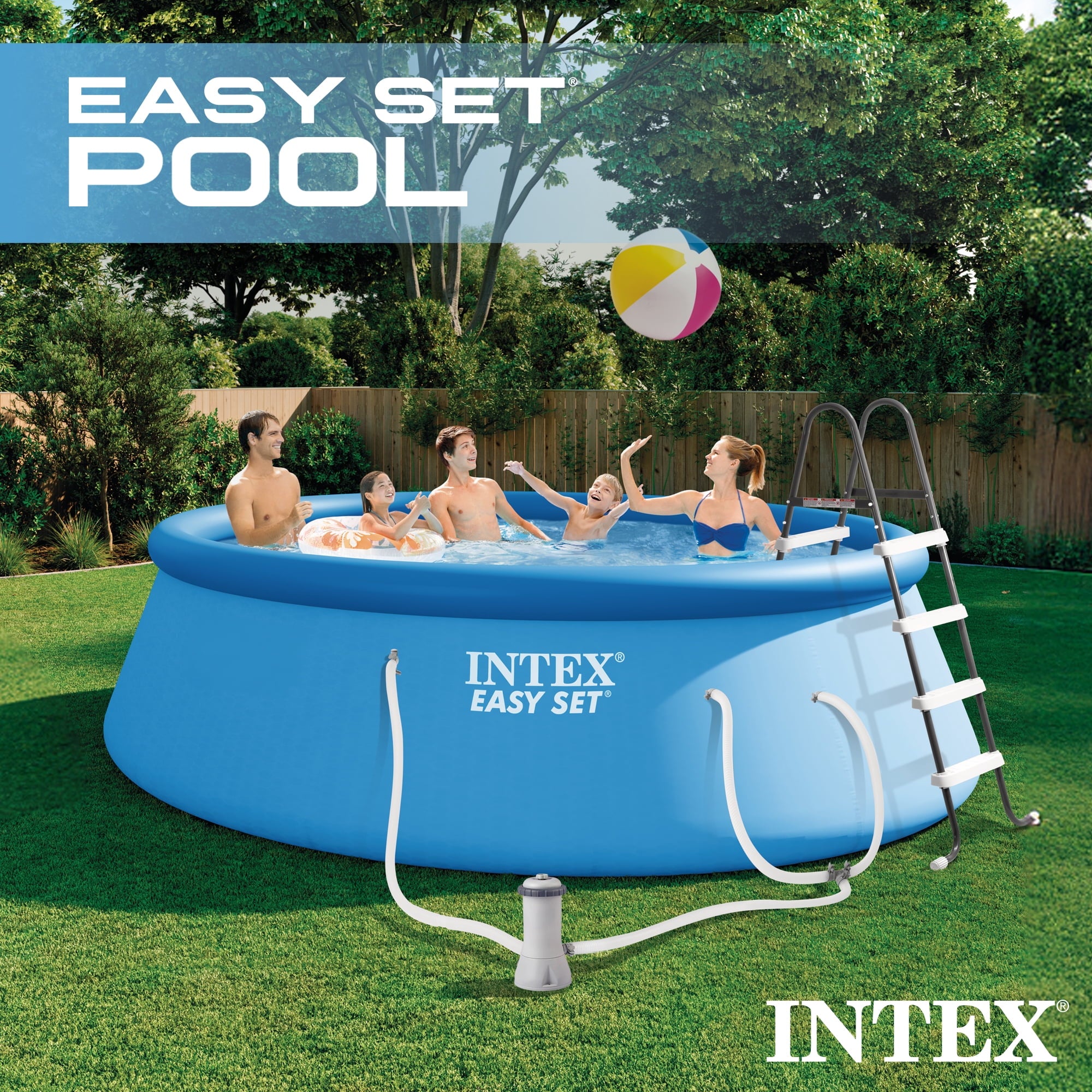 Intex 8 foot x 24 inch Easy Set Round Above Ground  Swimming Pool with Filter Pump, 28107EH