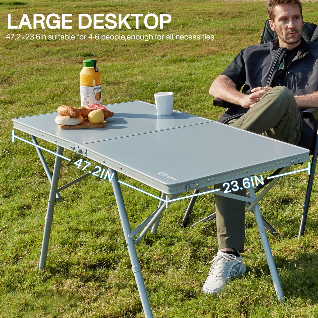 PORTAL Lightweight Folding Camping Table, Aluminum Roll Up Folding Square Table with Carry Bag for Picnic, Backyards, BBQ
