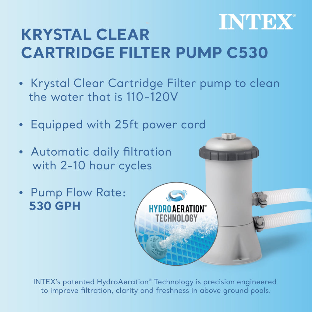 Intex 12 Ft x 30 Inches Metal Frame Set Above Ground Swimming Pool with Filter & Cover