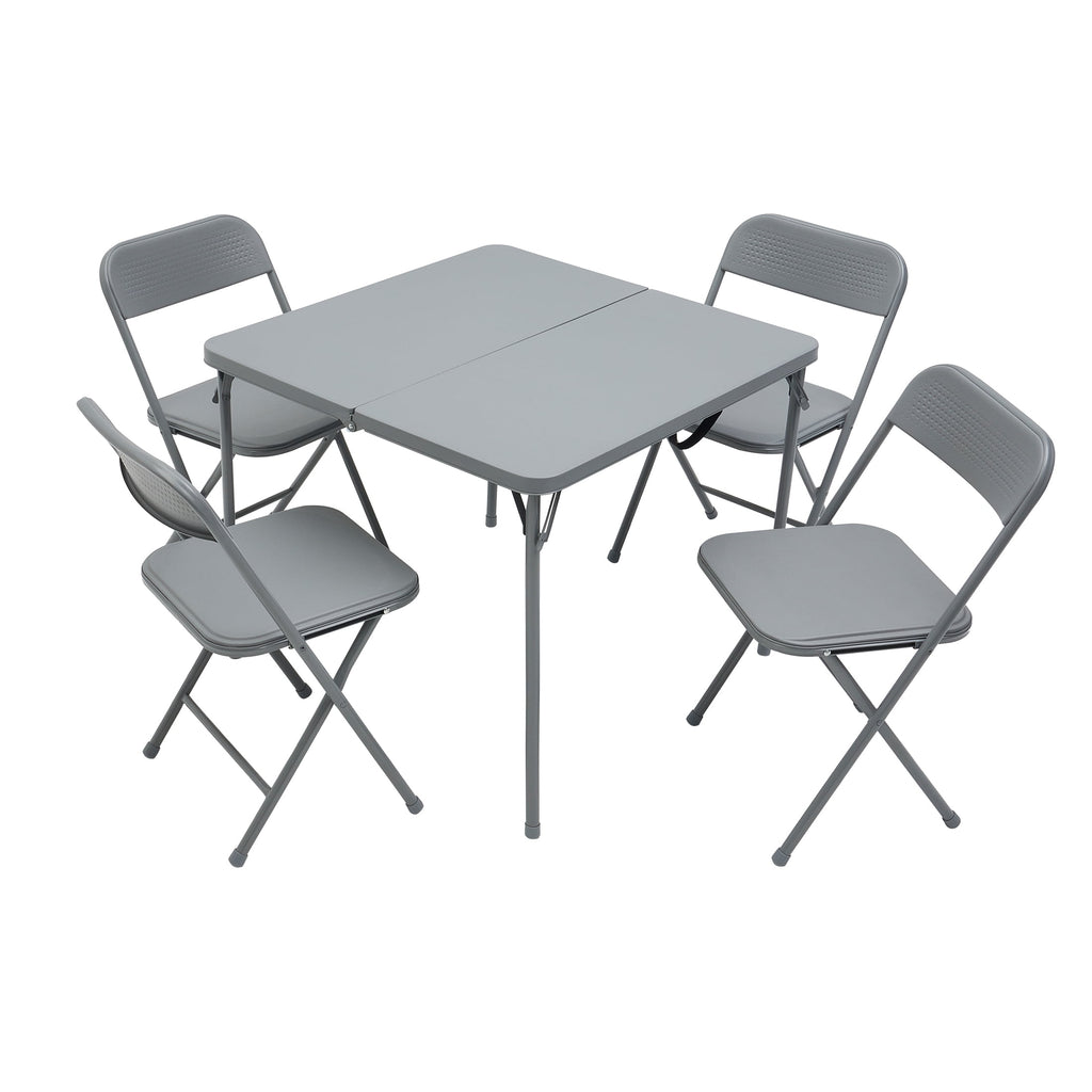 Mainstays 5-Piece 34 Square Centerfold Folding Card Table and 4 Folding Chairs Set, White