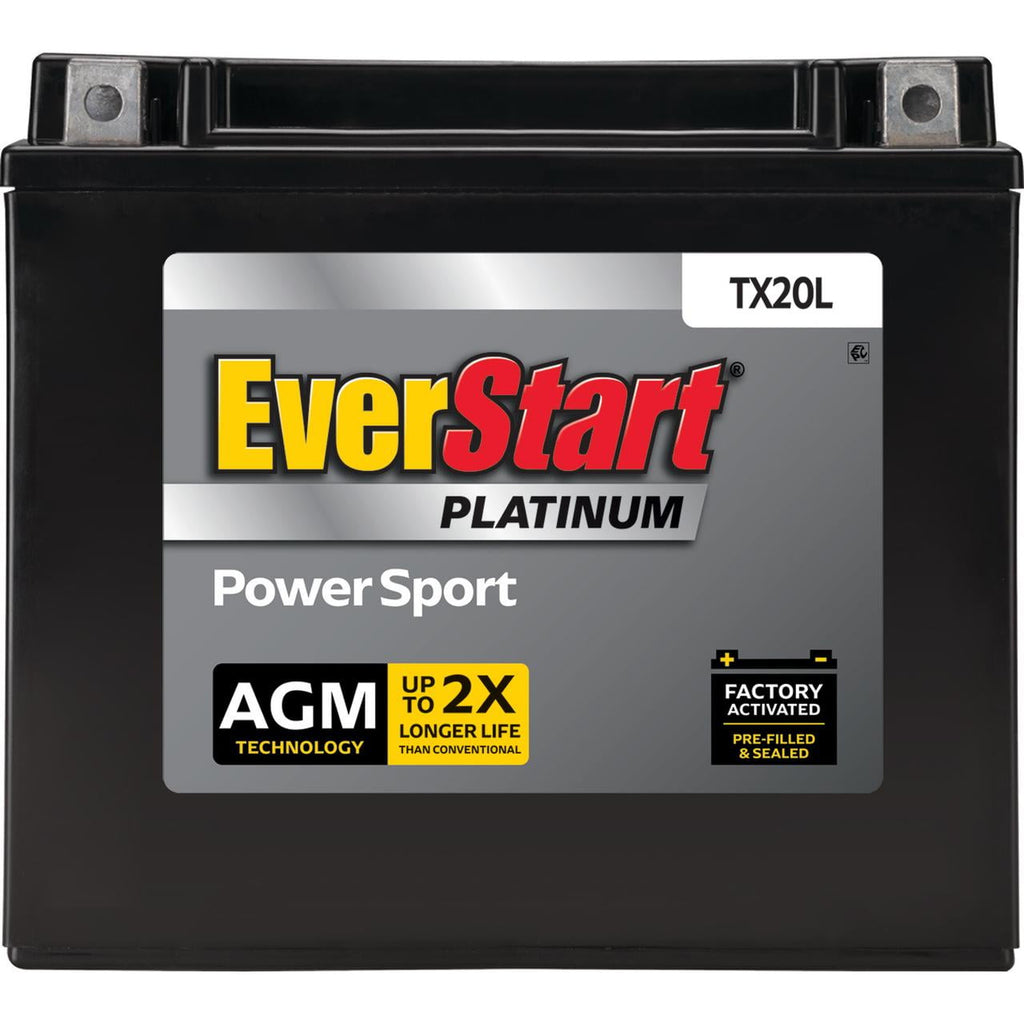 EverStart Platinum BOXED AGM Power Sport Battery, Group Size TX20L 12 Volt, 310 CCA