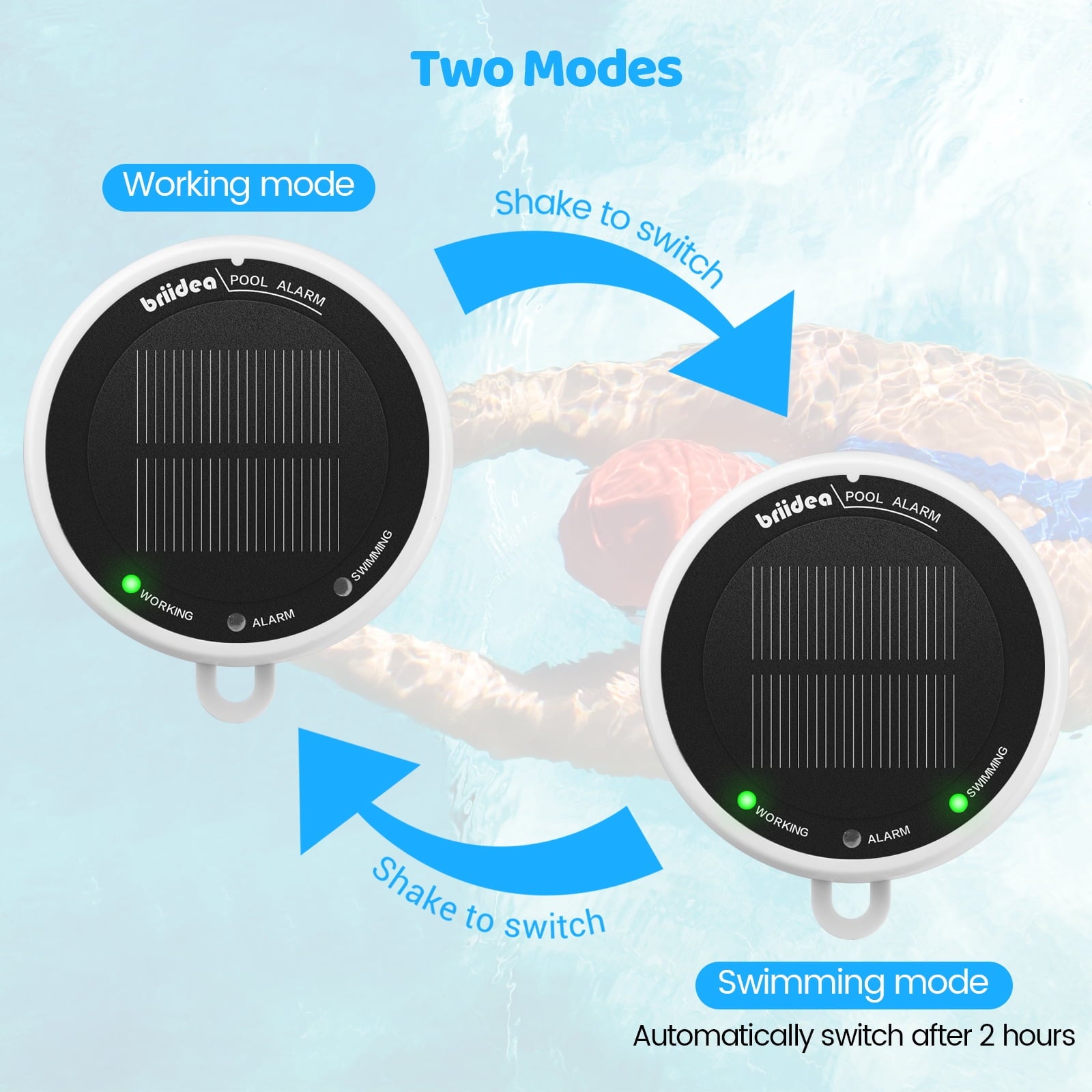 Pool Alarm, Briidea Solar Wave Pool Alarm, Summer Pool Safety, Indoor/Outdoor Dual Alert, Adjustable Sensitivity