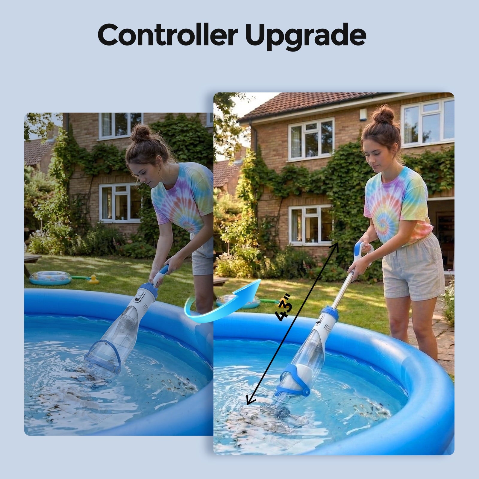 SYVIO 40W Cordless Handheld Pool Vacuum Cleaner, 18.5 GPM Rechargeable Pool Vacuum, 75 Min Runtime, 2 Hr Fast Charging for Pool, Spa & Hot Tub with 87.5 Telescopic Pole