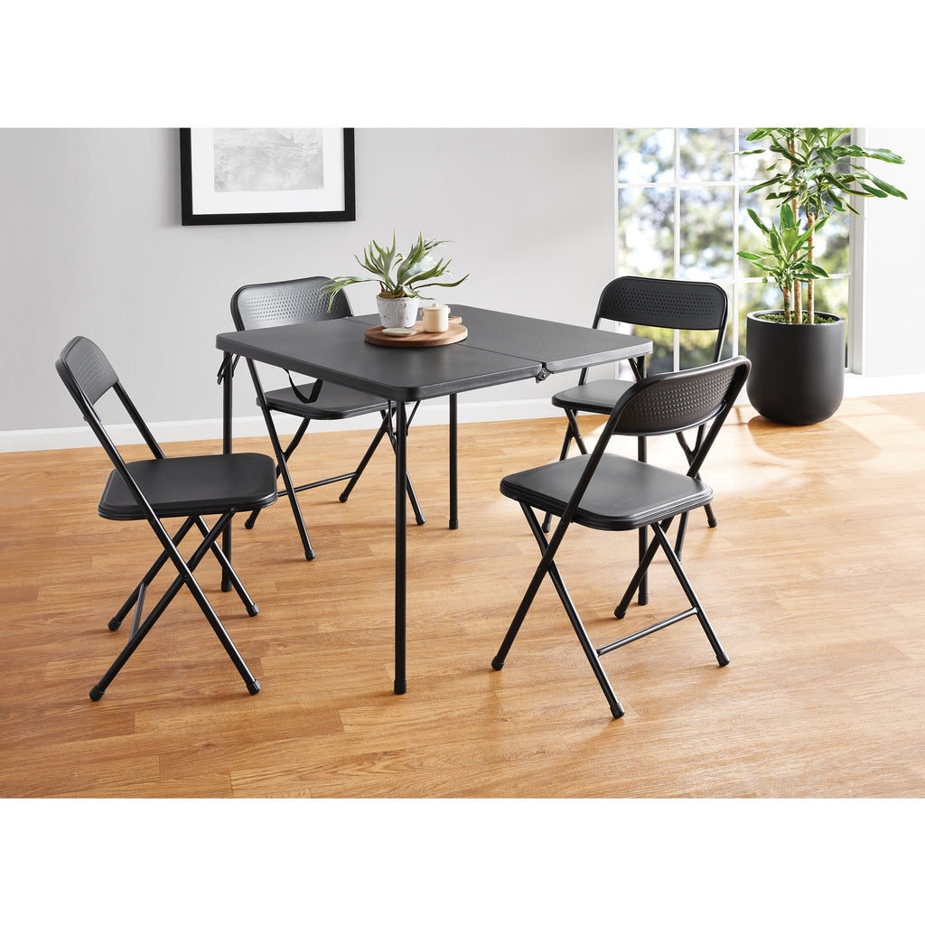 Mainstays 5-Piece 34 Square Centerfold Folding Card Table and 4 Folding Chairs Set, White