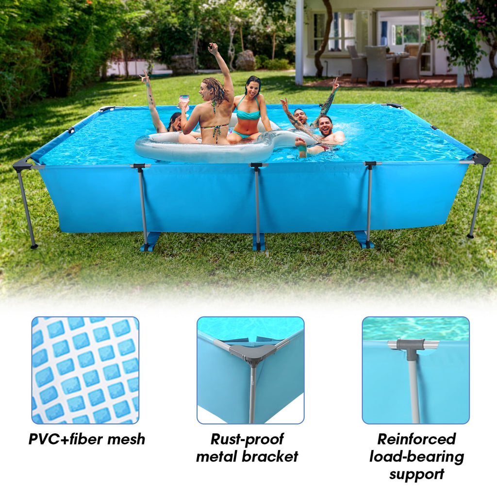 Naipo 15FT Swimming Pool Rectangular Above Ground Family Swimming Above Ground Pool Durable Summer Backyard Spacious Design for Swimming and Play