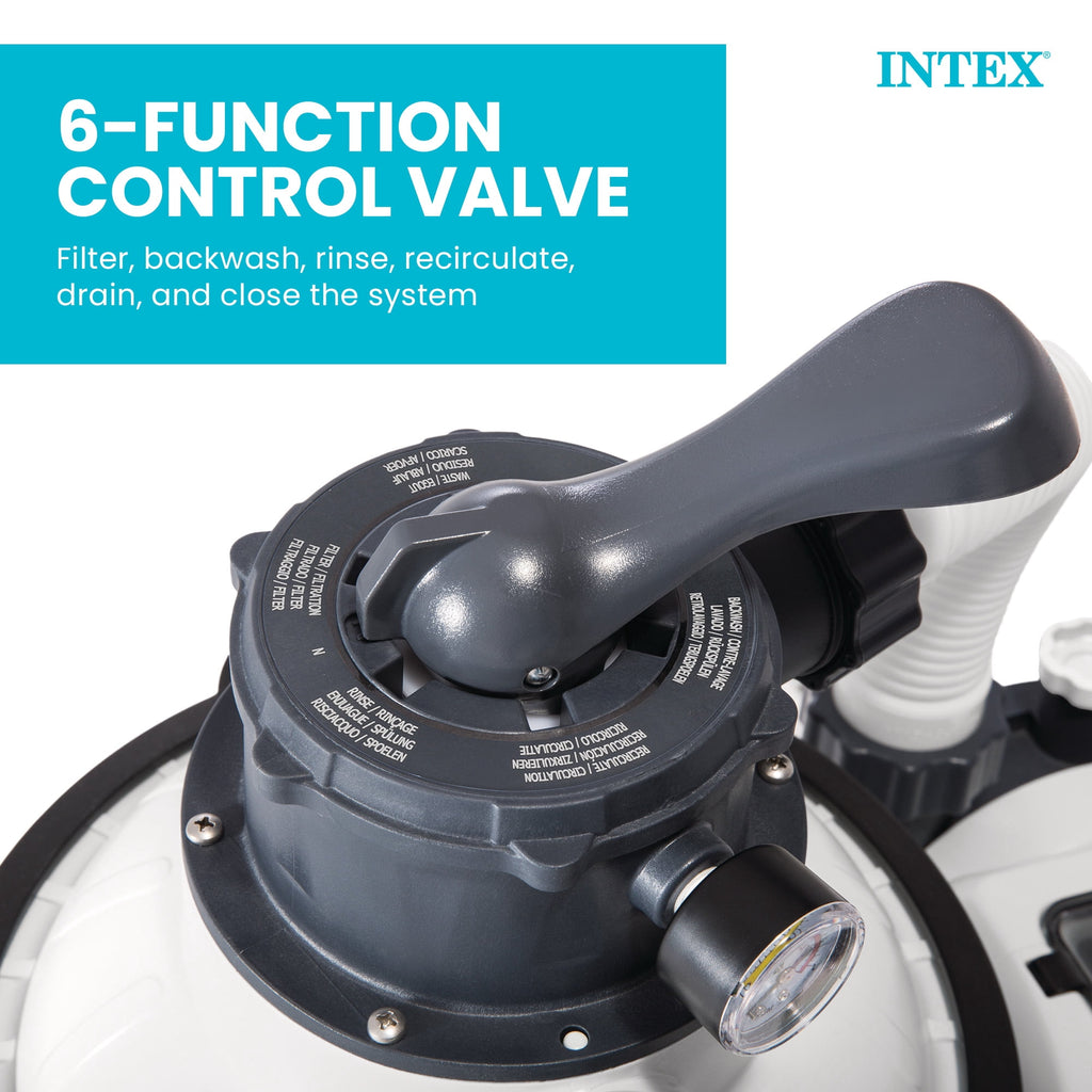 Intex10 inch Krystal Clear Sand Filter Pool Pump, 1500 Gph Motor 1200 GPH System Flow Rate with GFCI, 110-120 V