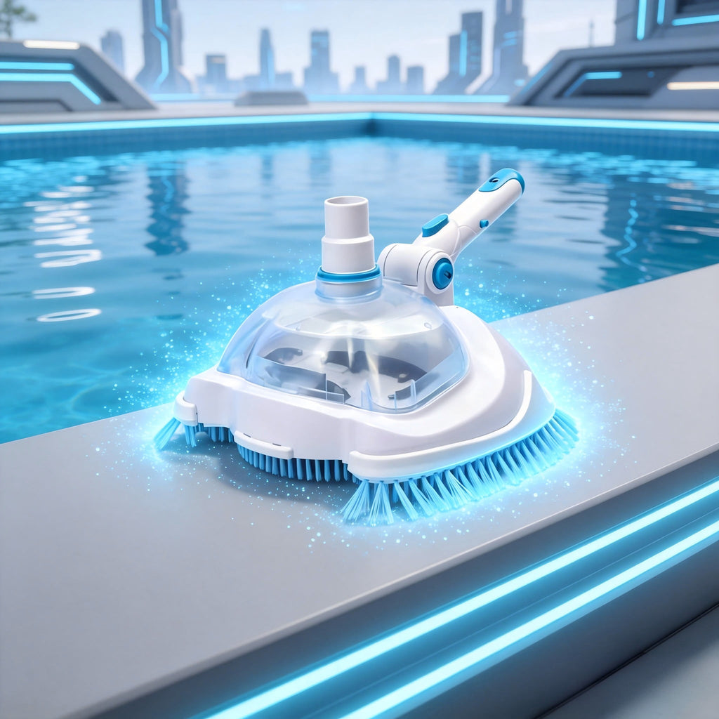 Cleaning Supplies 1 — Swimming Pool Vacuum Brush Head Manual Handheld Cleaning Tool for Pool White Vacuum Accessories for Filtration and Debris Removal, 27x20 cm, White