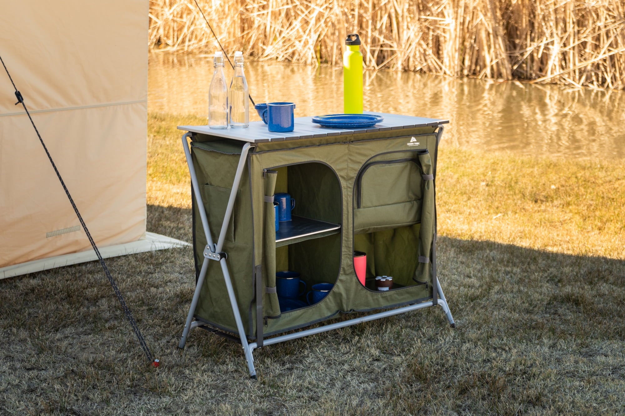 Ozark Trail Camping Table, Gray, 34.2Wx19.6Dx31.5H, New