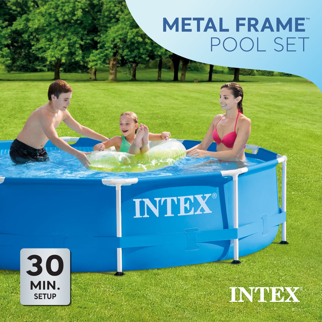 INTEX Metal Frame 10ft x 30in Above Ground Swimming Pool Set w/ Filter Pump
