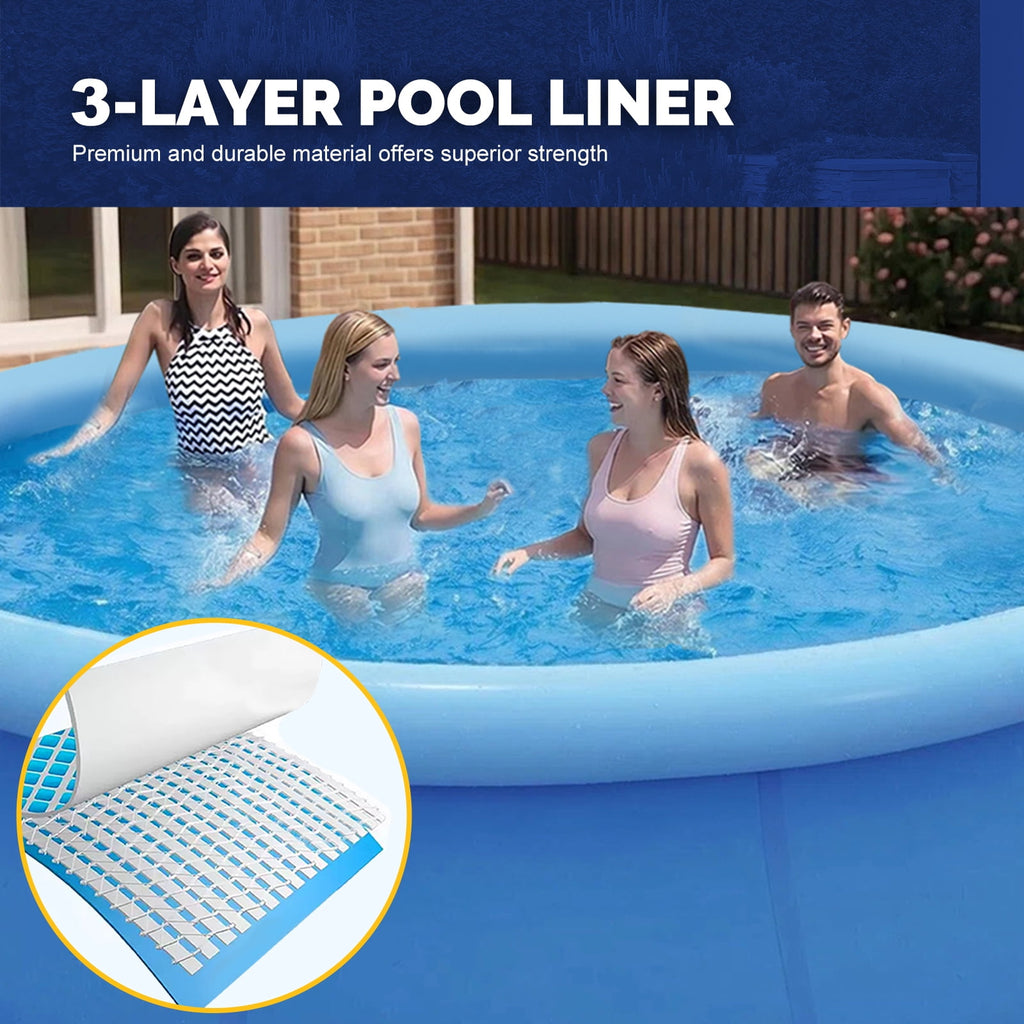 Honeydrill 12 ft x 36 in Above Ground Inflatable Pools, Top Ring Easy-Set Round Pool, Blue