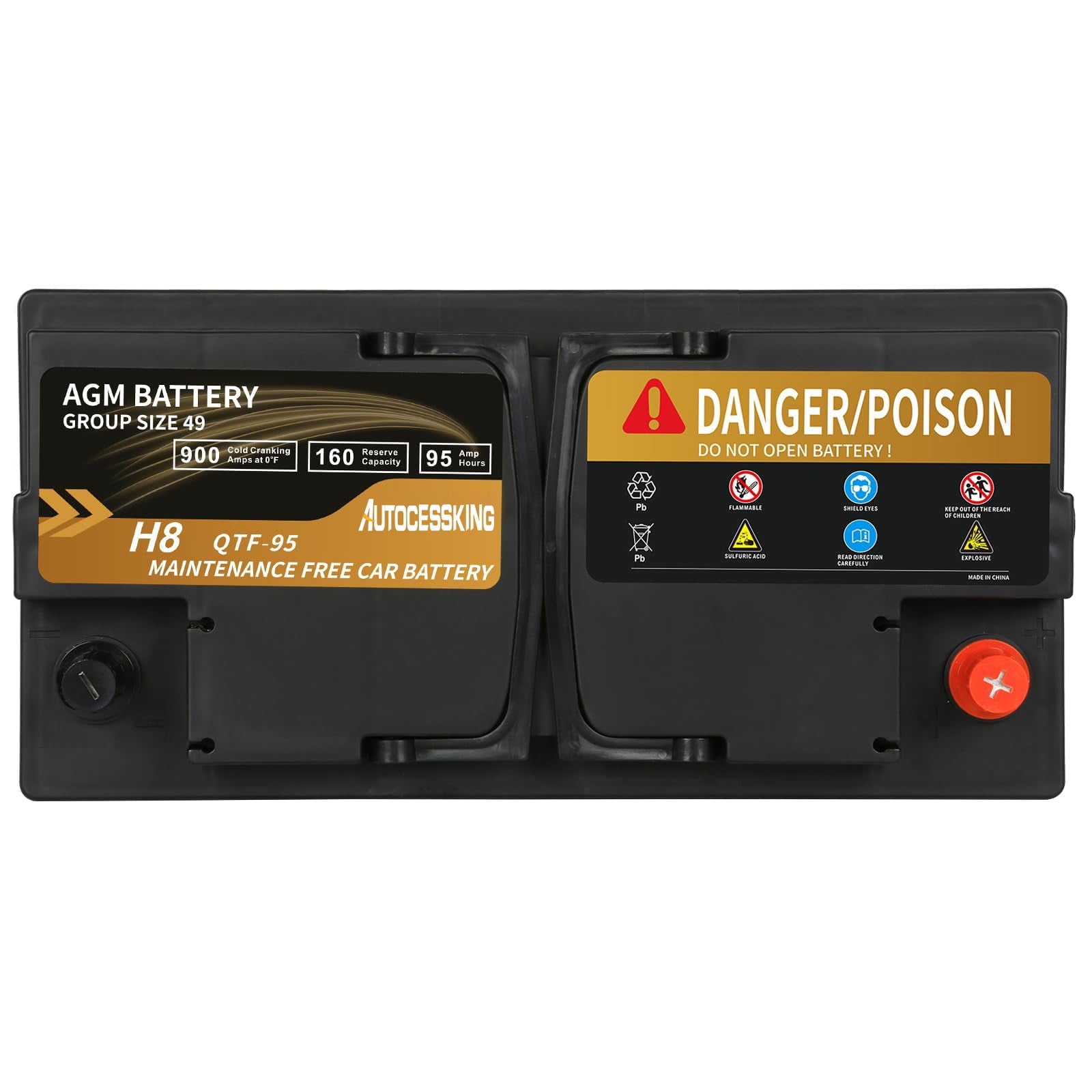 Autocessking Platinum AGM Battery, Group 47 Rechargeable Automotive Batteries for Car, 12V H5 680CCA 60Ah 100RC