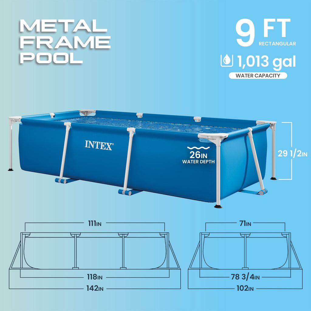 Intex 14.75' x 33 Rectangular Frame Above Ground Outdoor Swimming Pool