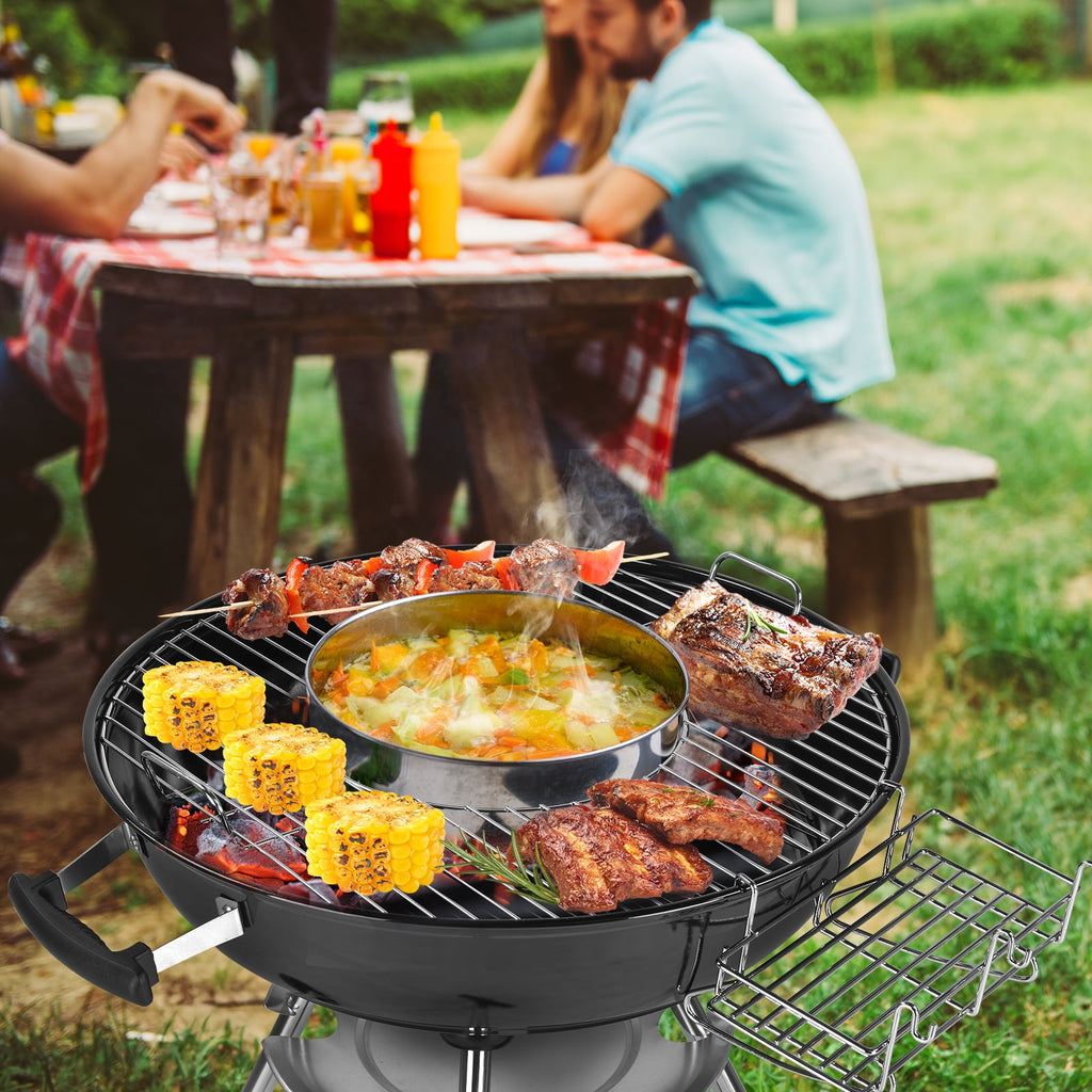 Zimtown 18 Portable Charcoal BBQ Clearance Grill Outdoor Camping Backyard with Side Wheels Black