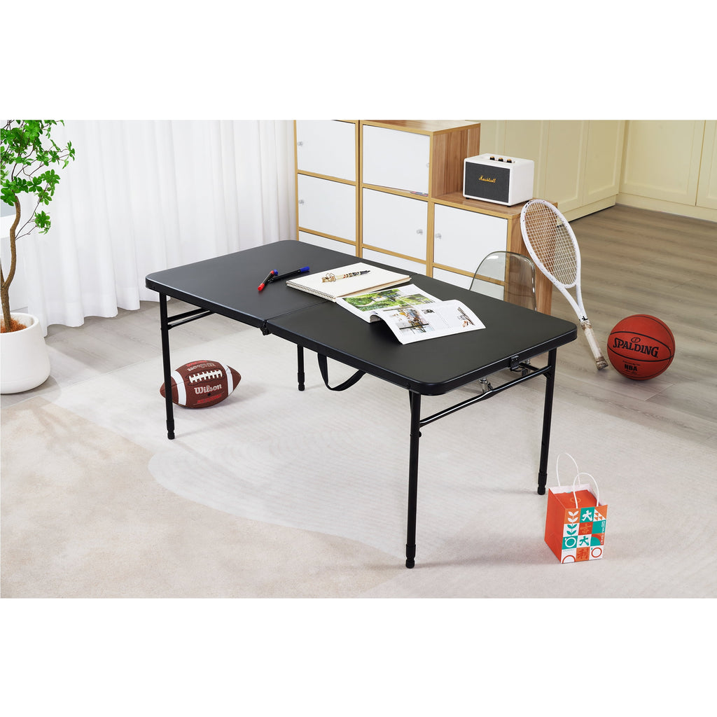 Mainstays 4' Adjustable Height Centerfold Folding Table, Black