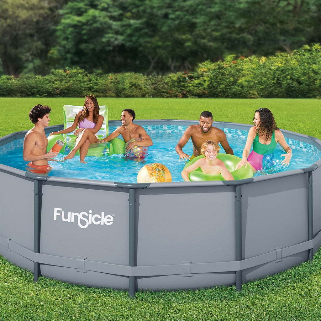 Funsicle 14ft Round Oasis Above Ground Pool with SkimmerPlus Filter Pump, Age 6 & up