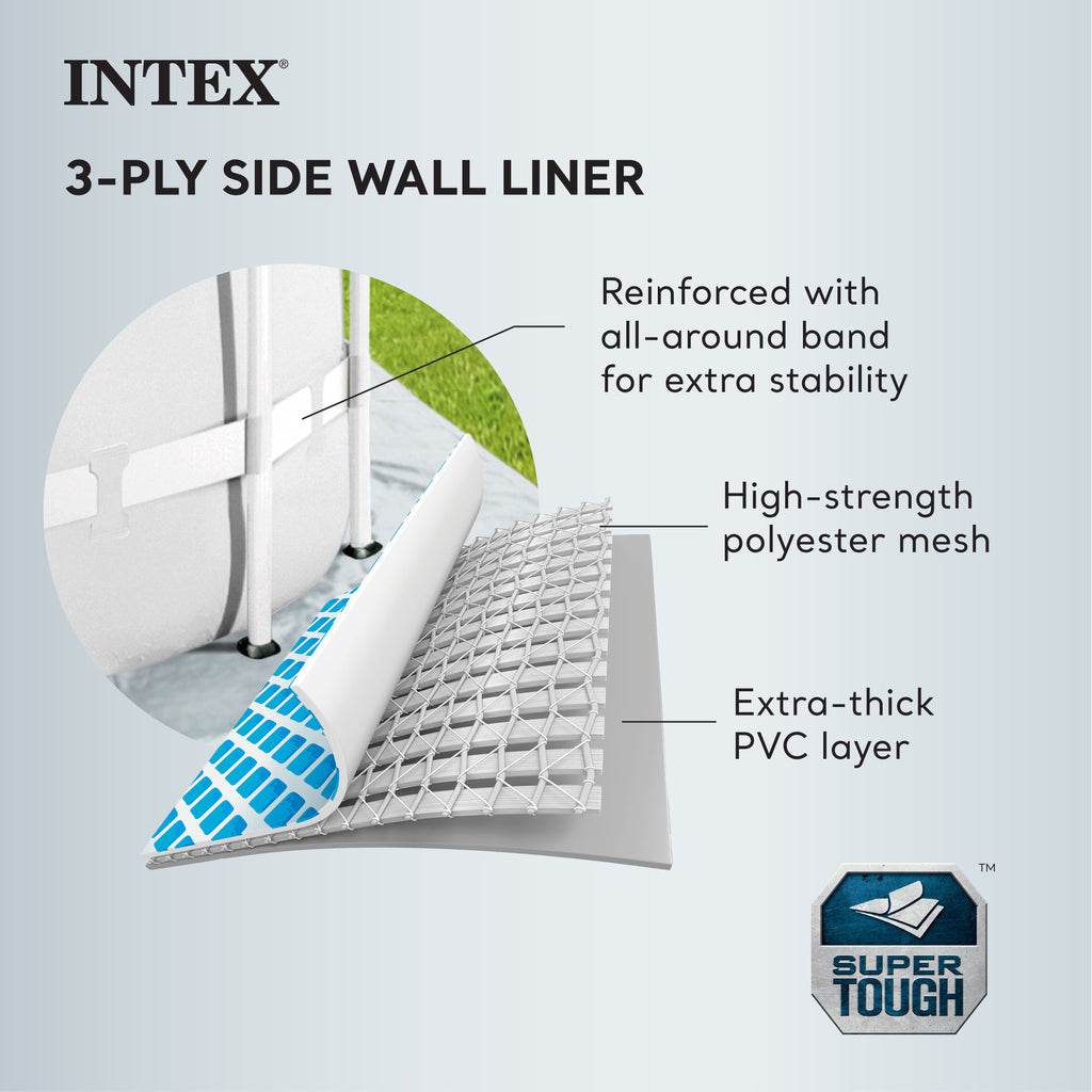 INTEX Round Prism Frame 10ft x 30in Above Ground Swimming Pool Set, Gray