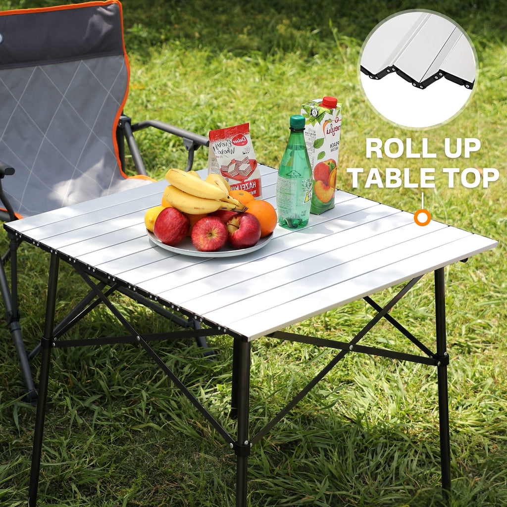 PORTAL Lightweight Folding Camping Table, Aluminum Roll Up Folding Square Table with Carry Bag for Picnic, Backyards, BBQ