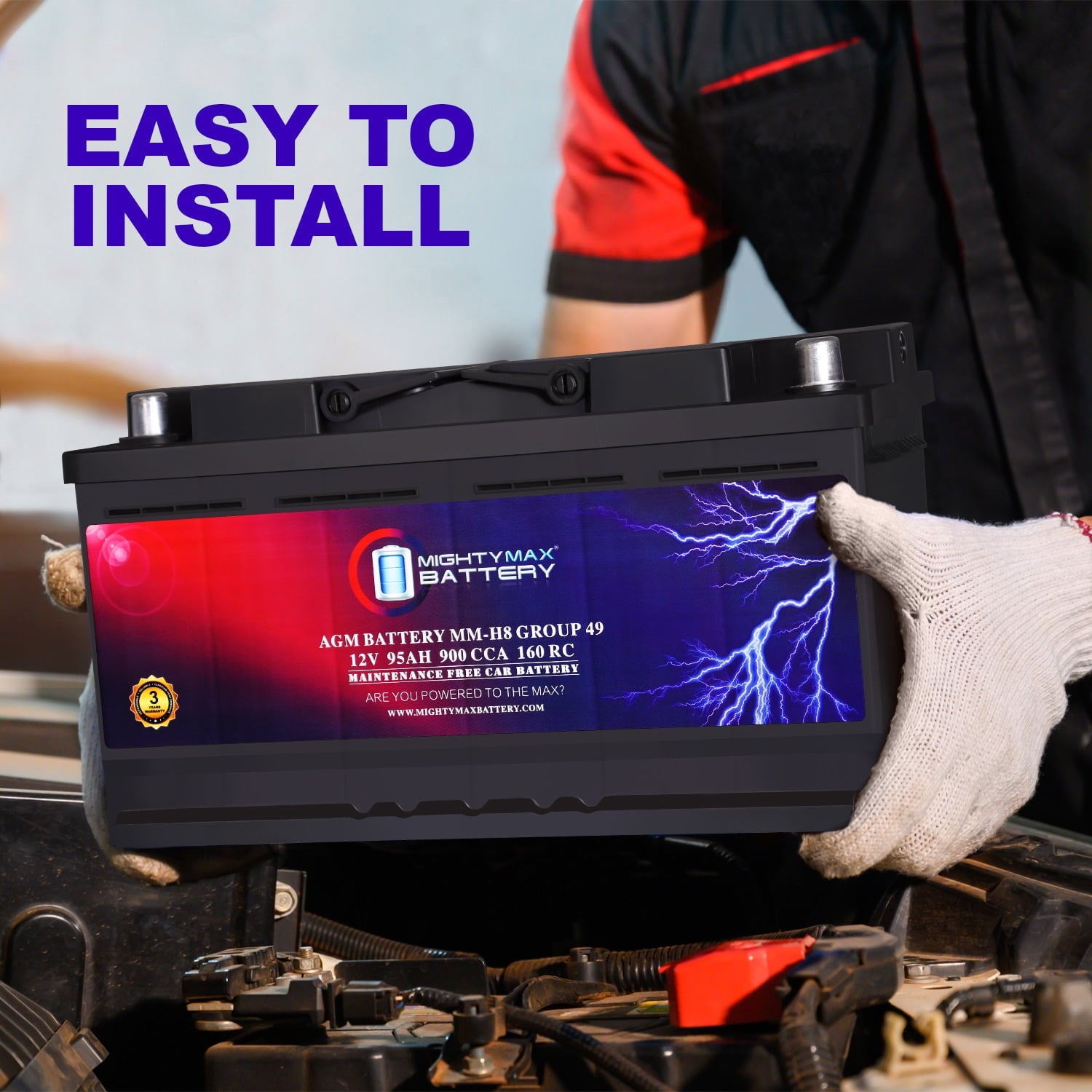 MM-H5 Start and Stop Car BCI Group Size 47 12V 60 AH, 100RC, 680 CCA Rechargeable AGM Car Battery