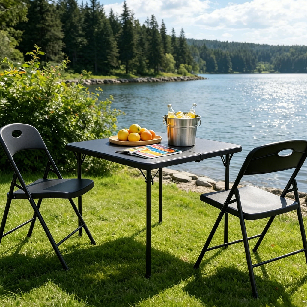 HaiCube 36-Inch Folding Table, Heavy Duty HDPE Portable Card Table, 300lb Capacity, No Assembly, Waterproof for Camping, Picnic, Party, White