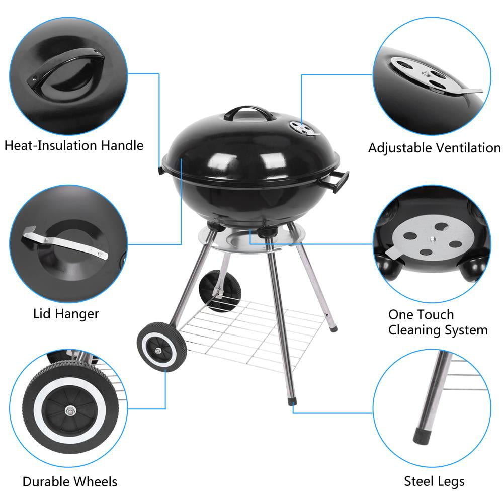 Ktaxon Portable Steel Charcoal Grill BBQ Grill Spherical Design Black