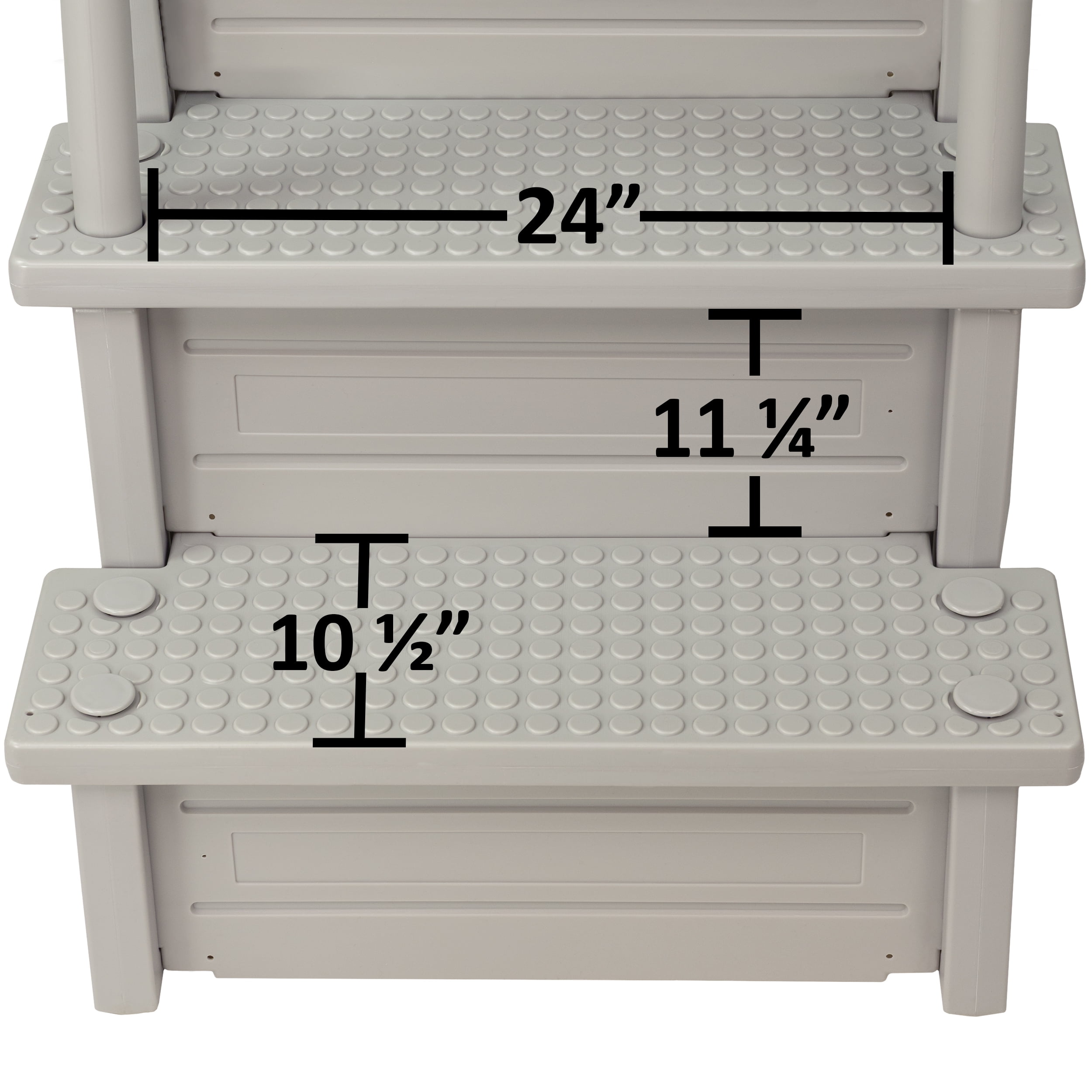 Aqua Select White Anti-Slip Pool Steps with White Steps and White Outside Flip-up Safety Ladder, 48-54H