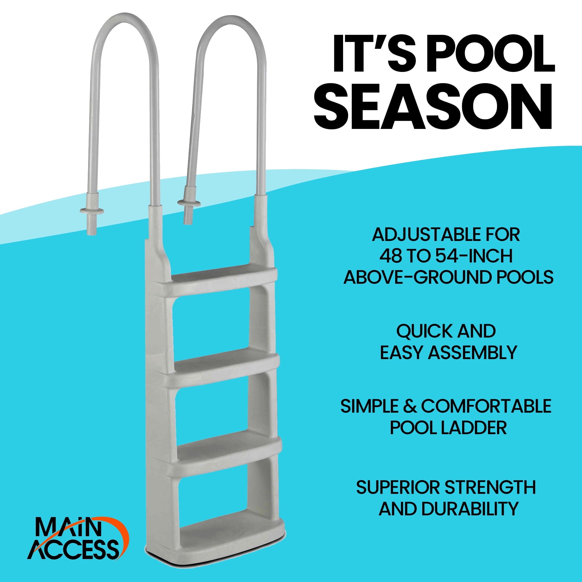 Main Access 200200 Easy Incline Above Ground In Pool Swimming Ladder, White