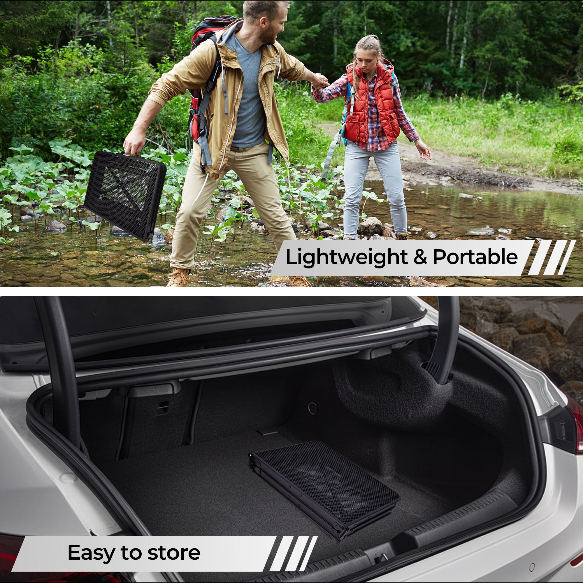 OHHANI Folding Grill Table, 3 ft Portable Outdoor Bbq Picnic Table, Easy Storage for Camping, Black