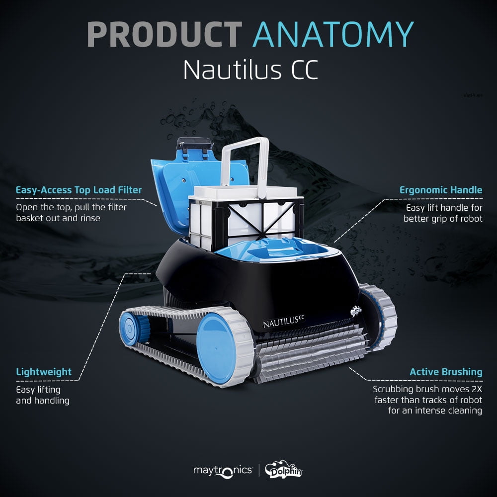 Dolphin Nautilus CC Robotic Pool Vacuum Cleaner with Ultra-Fine Filters, Pools Up To 33 FT
