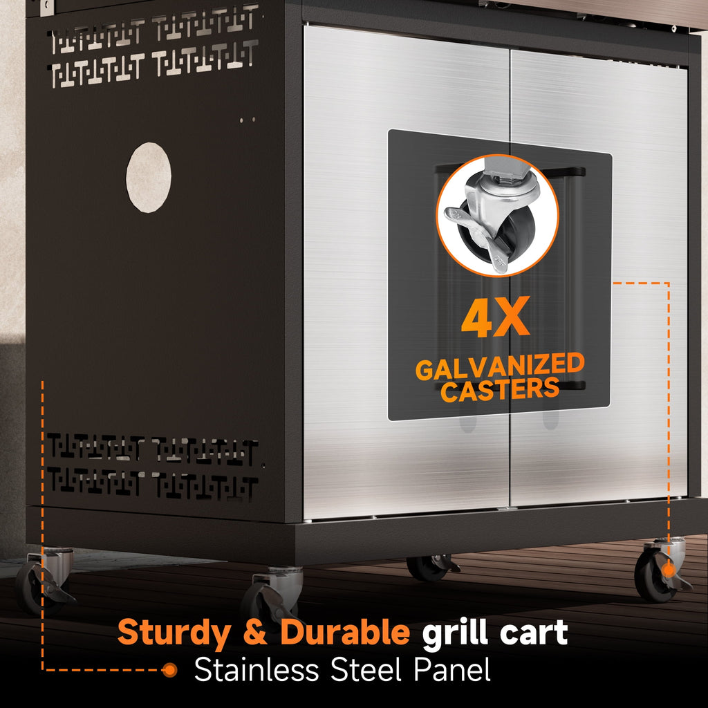 SKOK 4 Burner Gas Grill with Side Burner, 58000 BTU &393 sq.in Cooking Surface, Outdoor Propane Barbecue Grill for Patio & Backyard