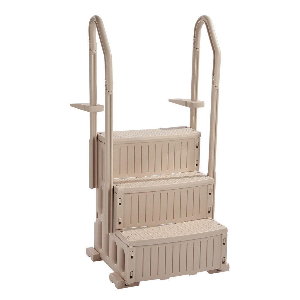 KFFKFF 4-Step Above Ground Pool Ladder, Anti-Slip Pool Steps with Dual Handrails, Supports 400 lbs, Fits 48-54 Inground & Above-Ground Pools, Creamy White