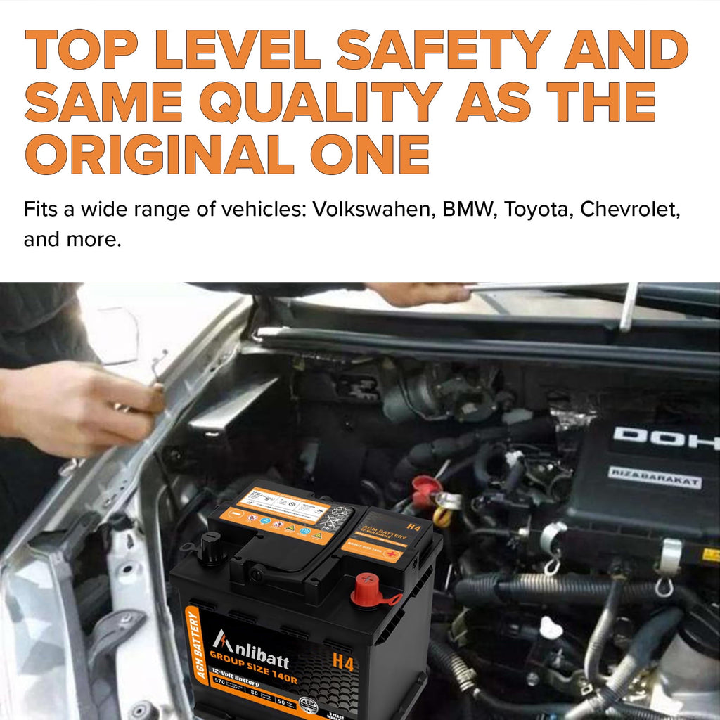 Anlibatt BCI Group 48 Battery, AGM 12 Volt Rechargeable Automotive Batteries for Car, H6 760CCA 70Ah 120RC, Maintenance Free