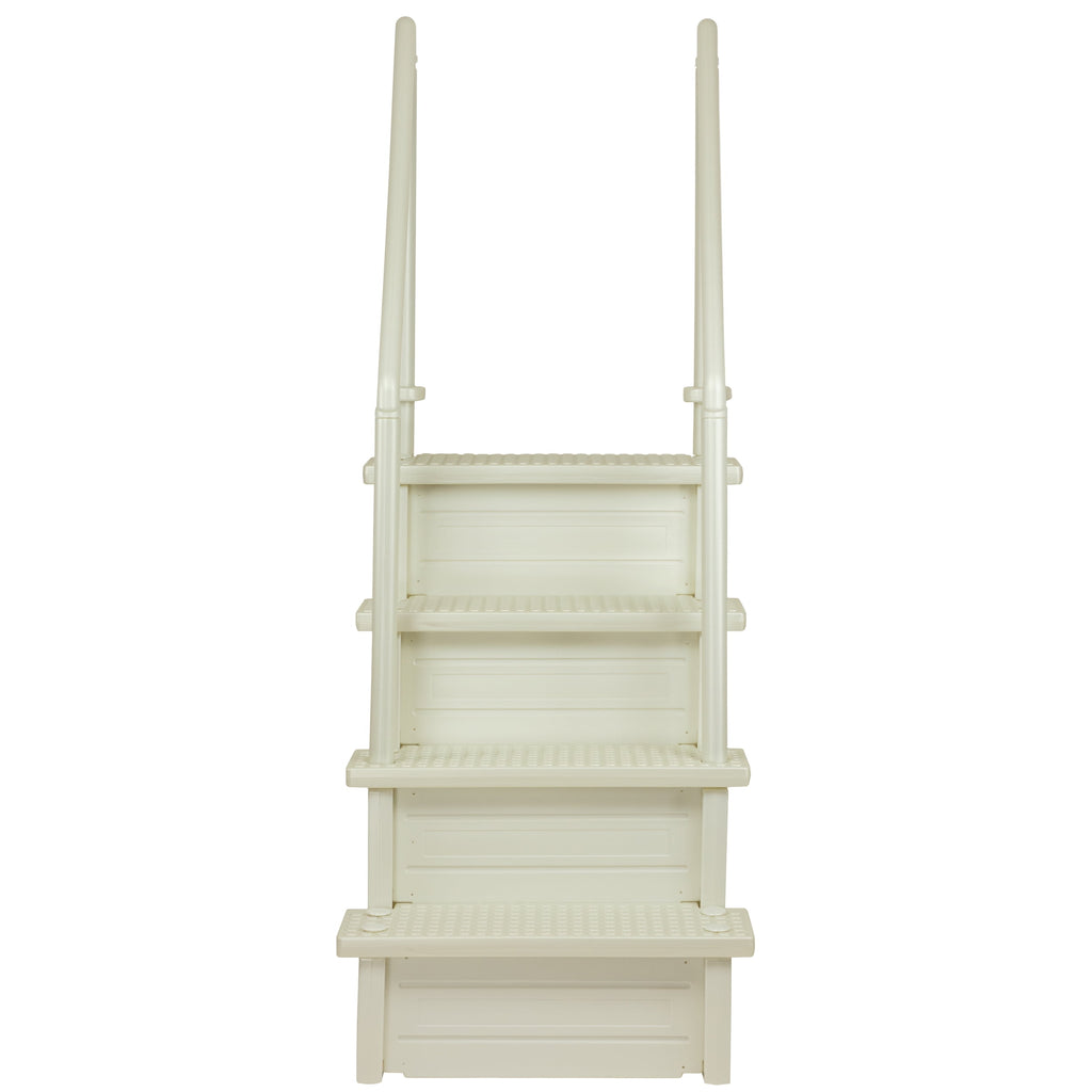 Aqua Select White Anti-Slip Pool Steps with White Steps and White Outside Flip-up Safety Ladder, 48-54H