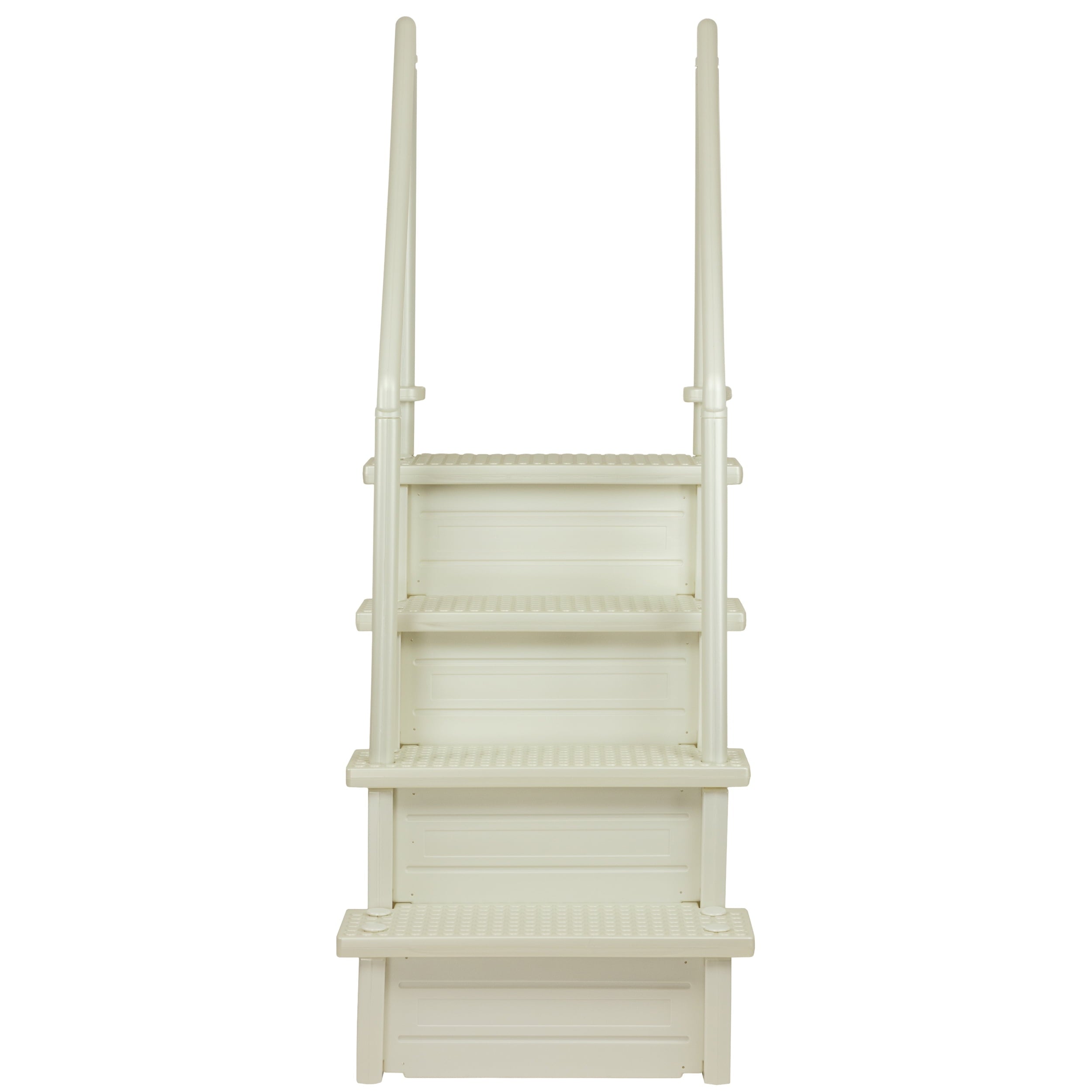 Aqua Select White Anti-Slip Pool Steps with White Steps and White Outside Flip-up Safety Ladder, 48-54H