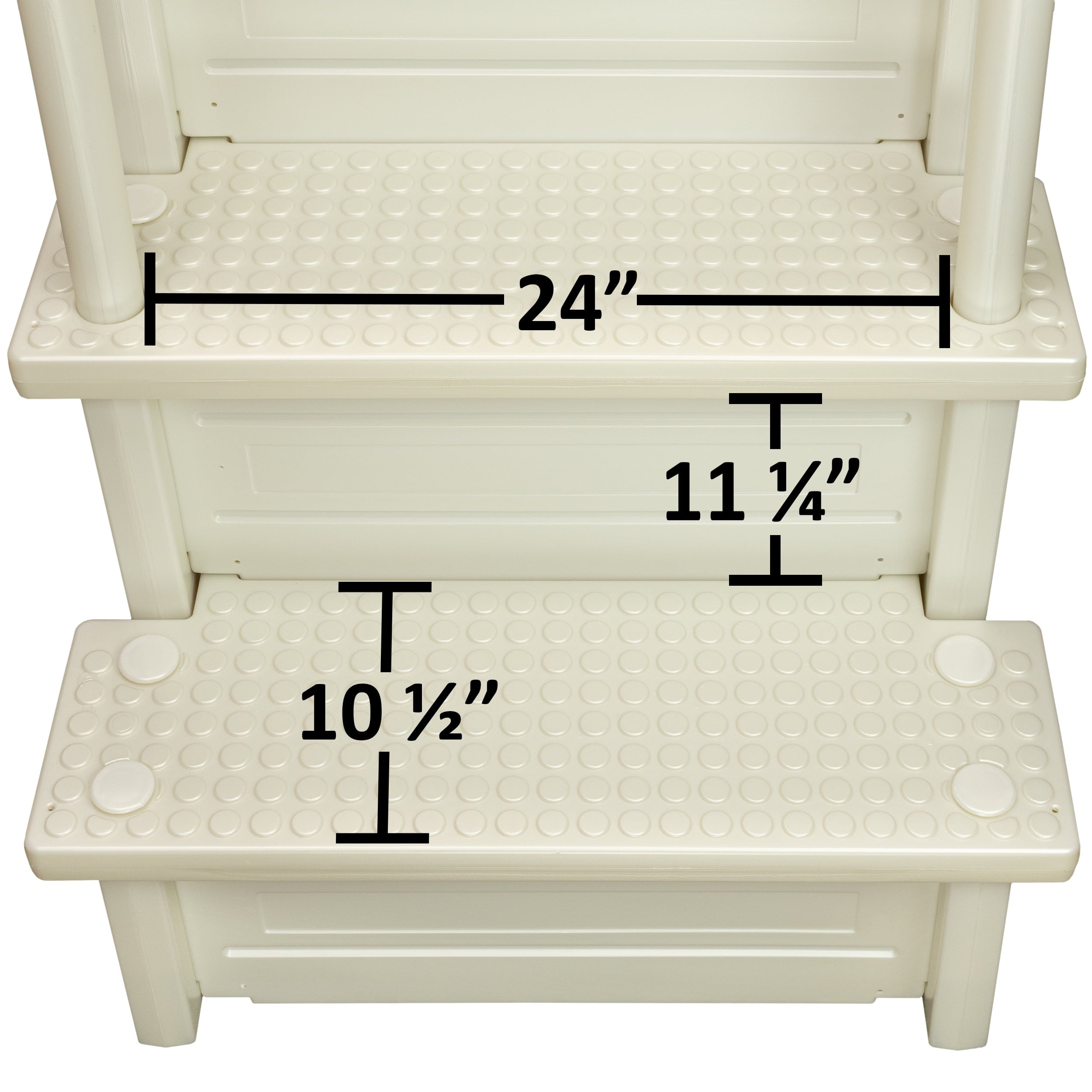 Aqua Select White Anti-Slip Pool Steps with White Steps and White Outside Flip-up Safety Ladder, 48-54H