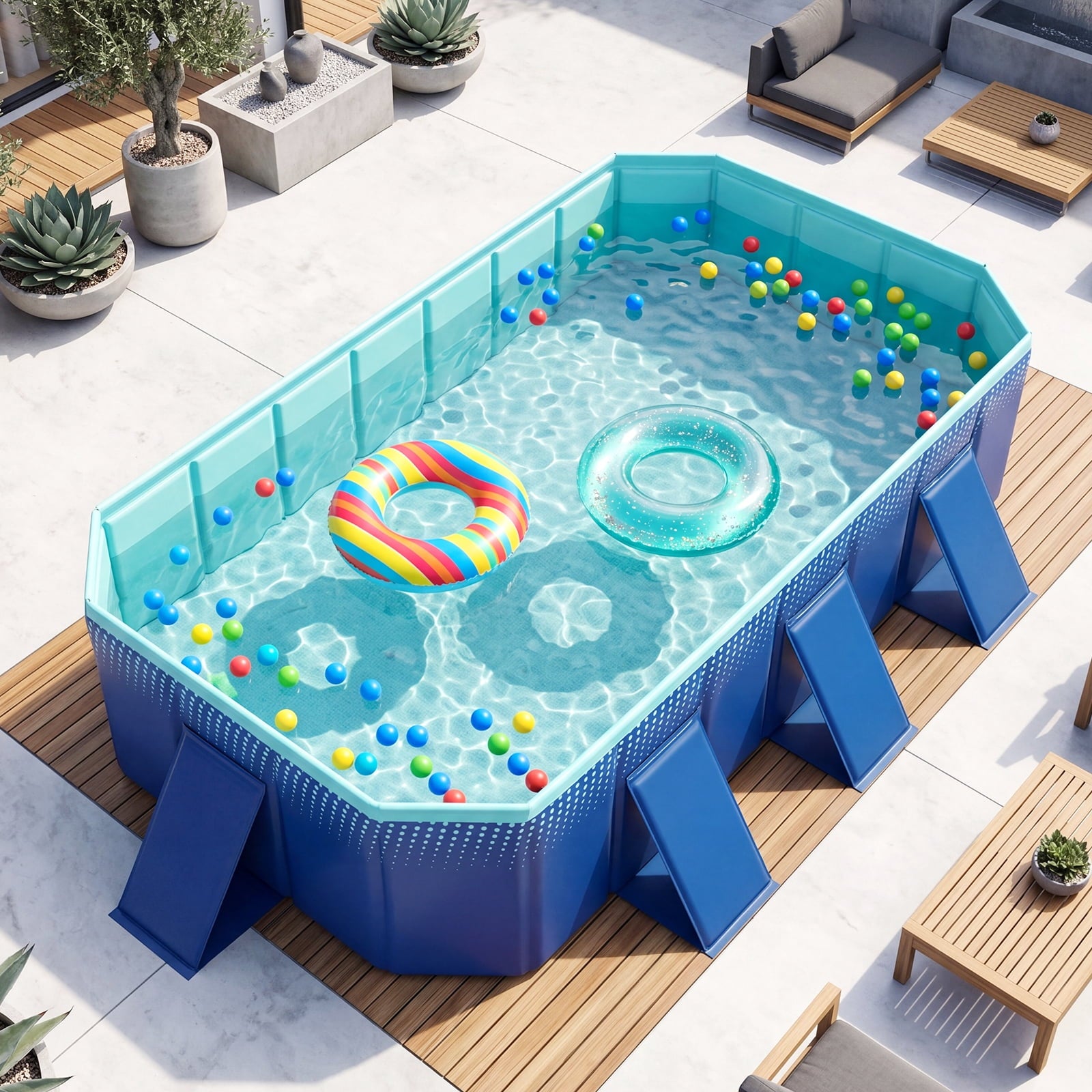 Costway Non-Inflatable Folding Kiddie Outdoor Swimming Pool,Portable Around Ground Pool Gradient + Green