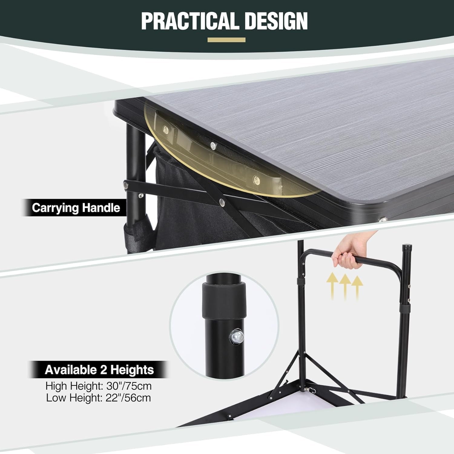 REDCAMP Extra Long Camping Kitchen Tri-Fold Table with Storage Organizer, Folding Camping Cook Station Grill Table Portable for Party Courtyard Picnic