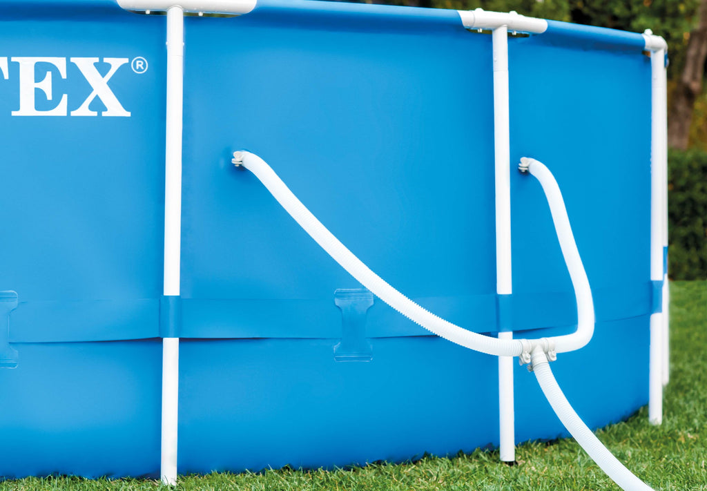 Intex 12 Ft x 30 Inches Metal Frame Set Above Ground Swimming Pool with Filter & Cover