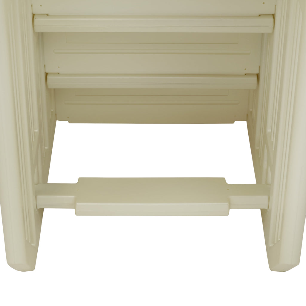 Aqua Select White Anti-Slip Pool Steps with White Steps and White Outside Flip-up Safety Ladder, 48-54H