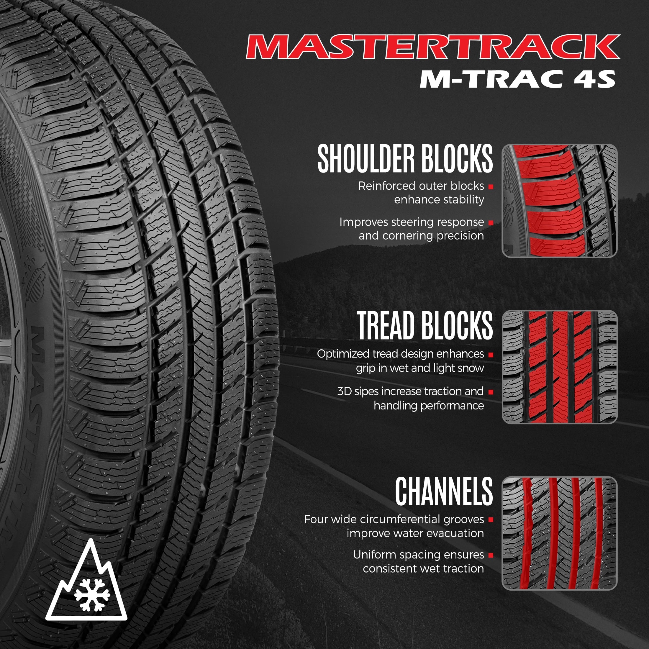 Mastertrack M-TRAC 4S All Weather Tour 195/60R15 92H XL Passenger Tires 195/60R/15 (Tire Only)