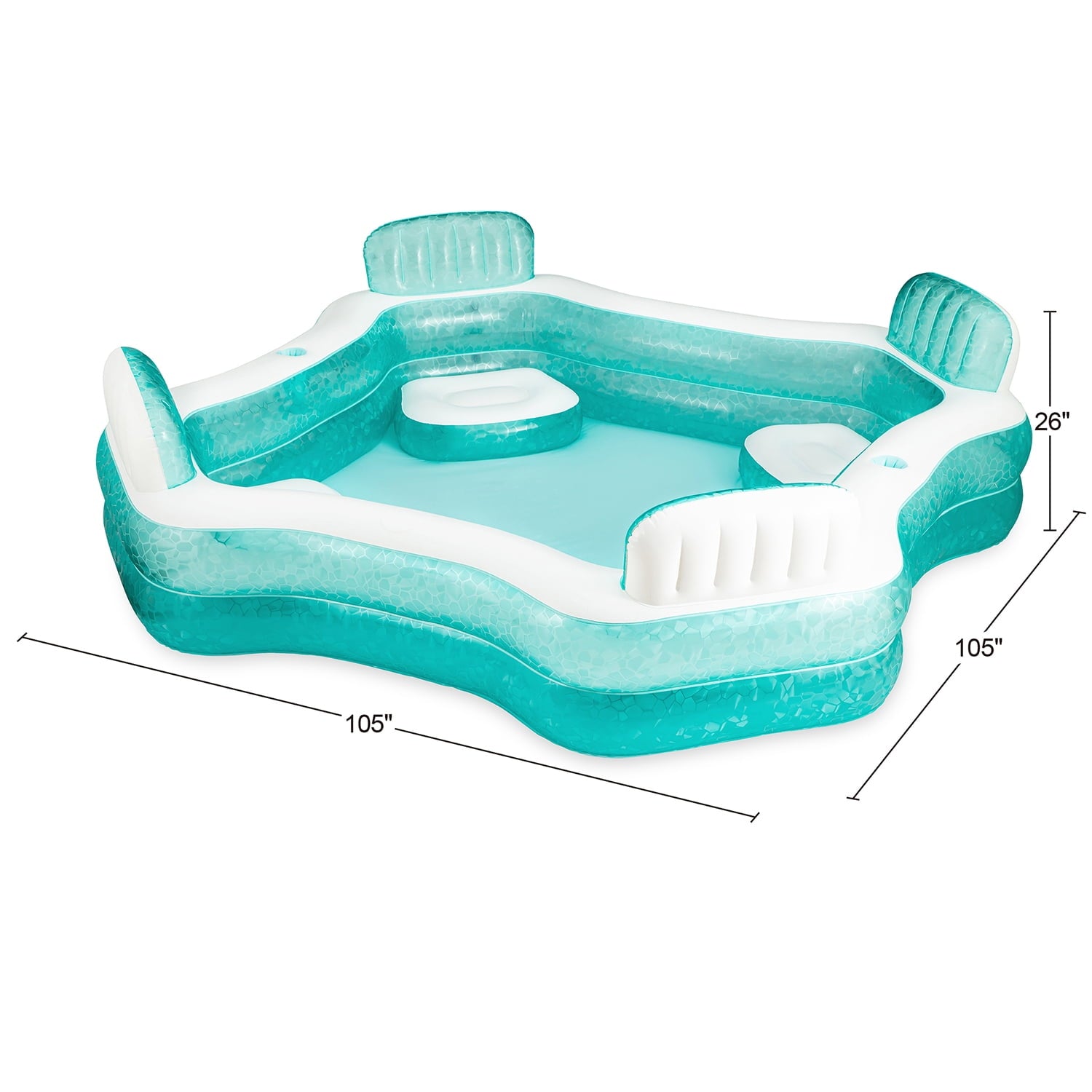 Funsicle 8.7ft Summer Escape Pool, Inflatable Family Swimming Pool, Lagoon Blue, Rectangular, Age 6 & up