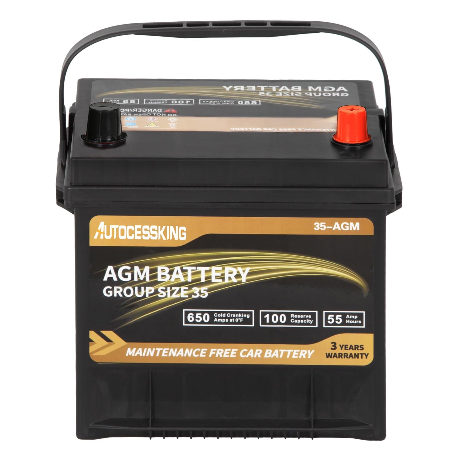 Autocessking Platinum AGM Battery, Group 47 Rechargeable Automotive Batteries for Car, 12V H5 680CCA 60Ah 100RC