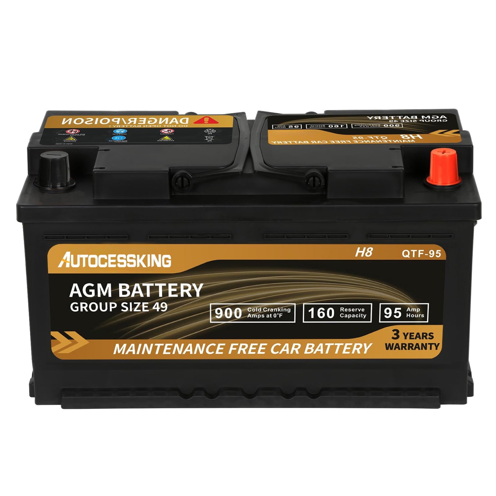Autocessking Platinum AGM Battery, Group 47 Rechargeable Automotive Batteries for Car, 12V H5 680CCA 60Ah 100RC