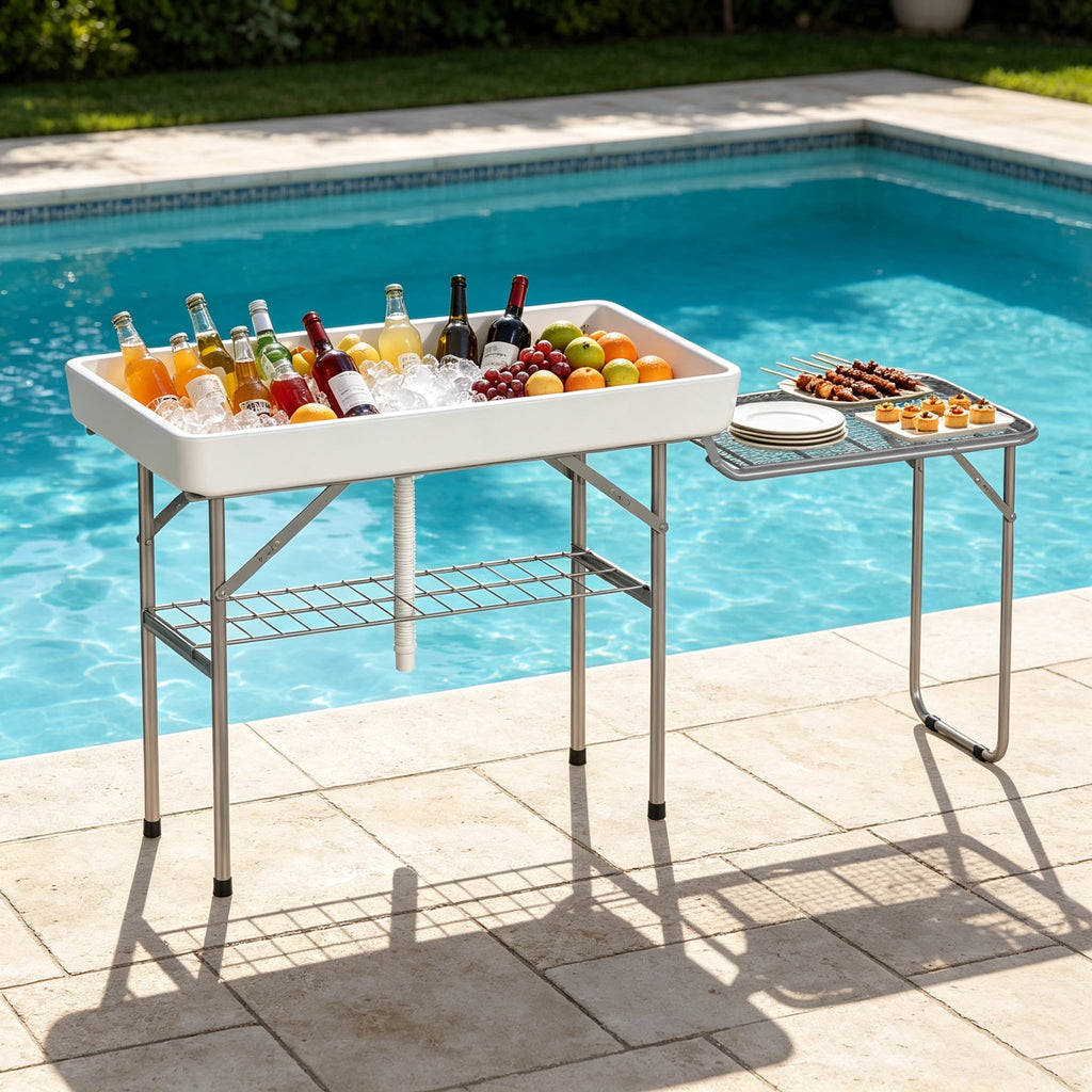 EVOKEDEN 42.5 Fish Cleaning Table w/ Sink, Folding Camping Table & Fish Cleaning Station w/ Measure Mark