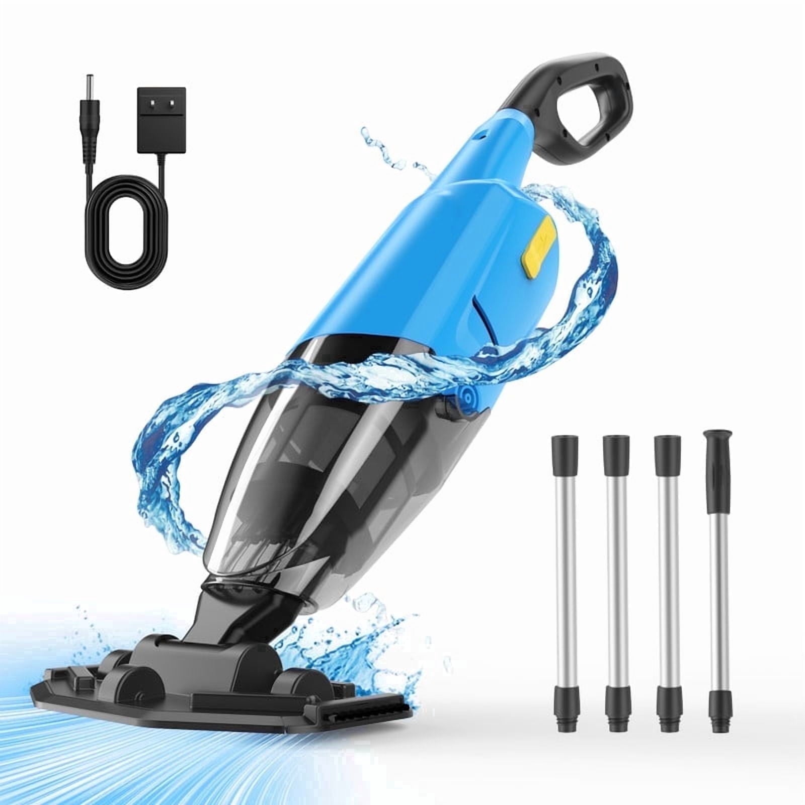 Efurden Cordless Pool Vacuum, Handheld Pool Vacuum with Running Time up to 60-Minutes for Above Ground Pools, Spas and Hot Tubs, Yellow