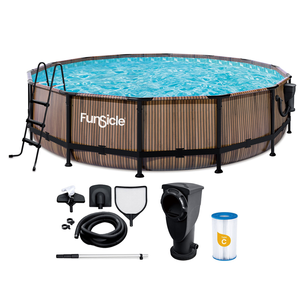 Funsicle 14ft Round Oasis Above Ground Pool with SkimmerPlus Filter Pump, Age 6 & up